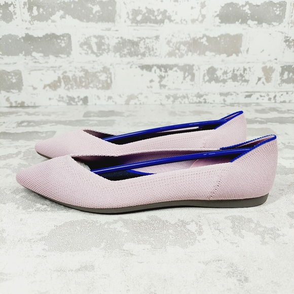 New Rothy's The Flat Pink Knit Pointy Toe Slip On Loafers W689